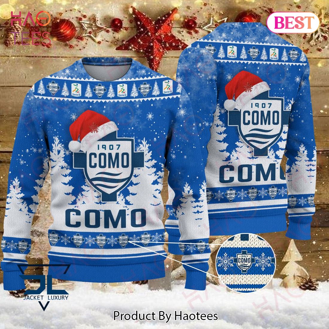 HOT Como 1907 Blue Mix White Christmas Luxury Brand Sweater Limited Edition