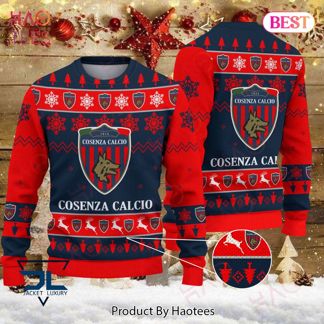 HOT Cosenza Calcio Blue Mix Red Christmas Luxury Brand Sweater Limited Edition HOT Cosenza Calcio Blue Mix Red Christmas Luxury Brand Sweater Limited Edition