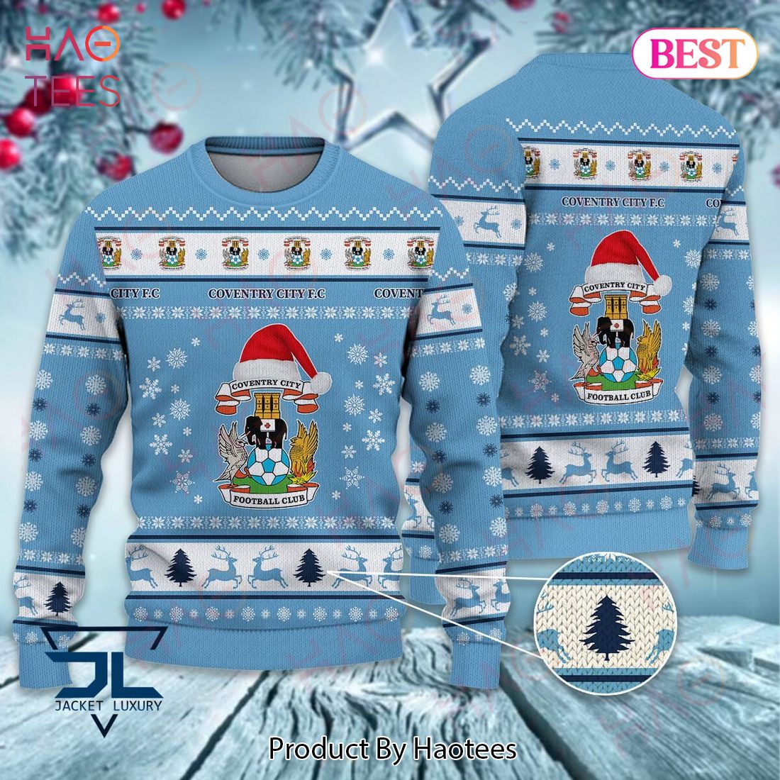 HOT Coventry City F.C Blue Mix White Christmas Luxury Brand Sweater Limited Edition