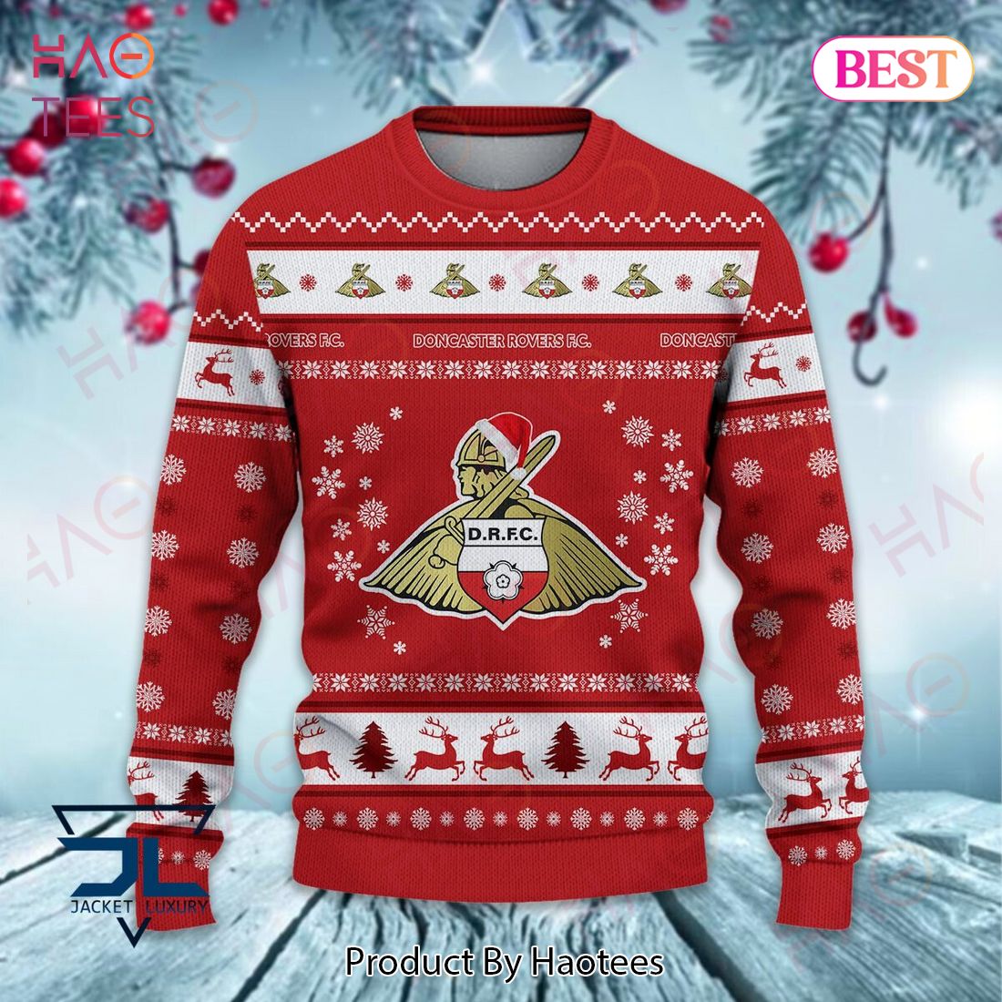 HOT Doncaster Rovers Red Mix White Christmas Luxury Brand Sweater Limited Edition HOT Doncaster Rovers Red Mix White Christmas Luxury Brand Sweater Limited Edition