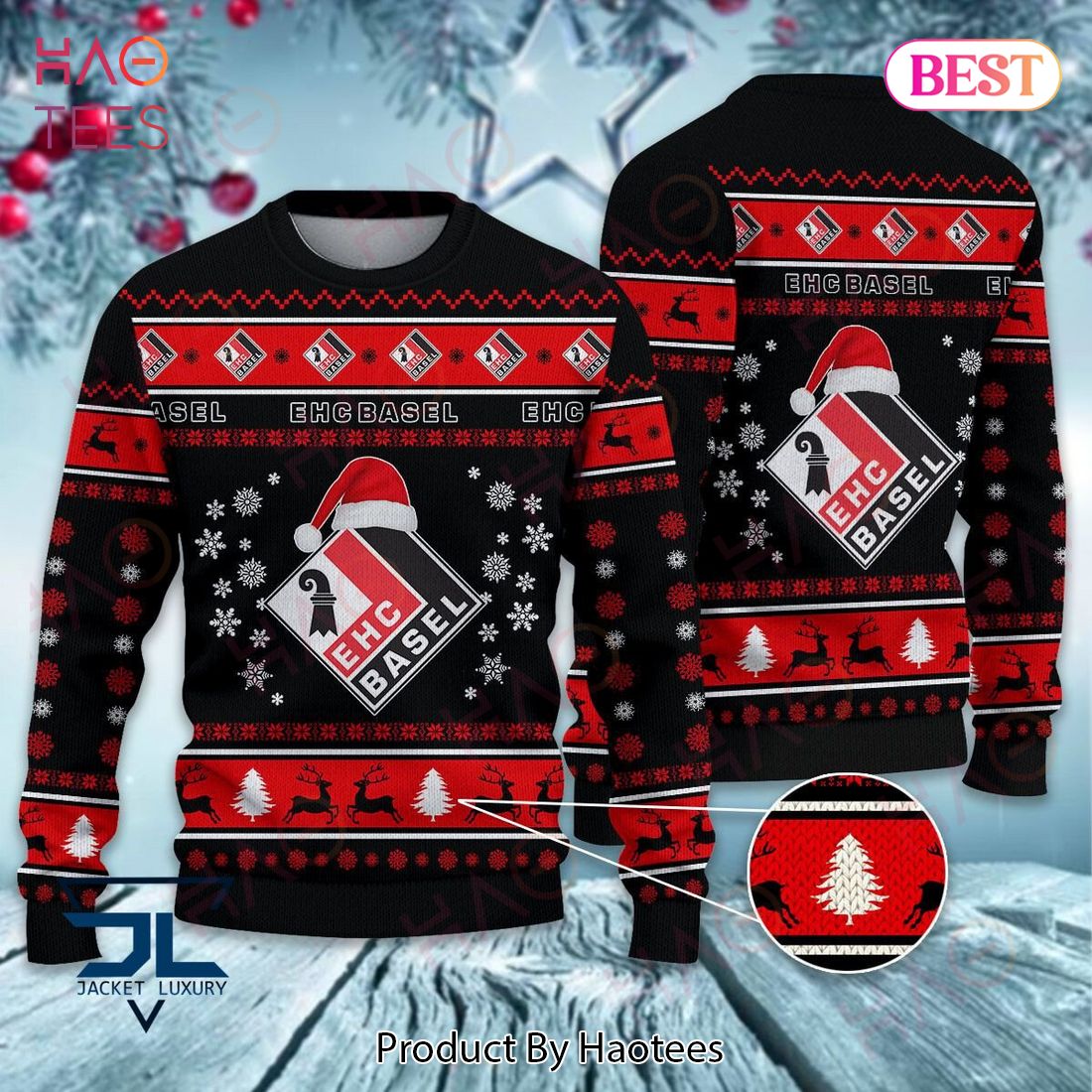 HOT EHC Basel Black Mix Red Christmas Luxury Brand Sweater Limited Edition