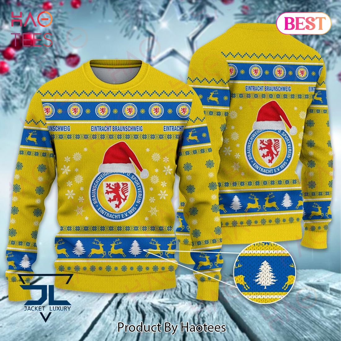HOT Eintracht Braunschweig Blue Mix Gold Christmas Luxury Brand Sweater Limited Edition