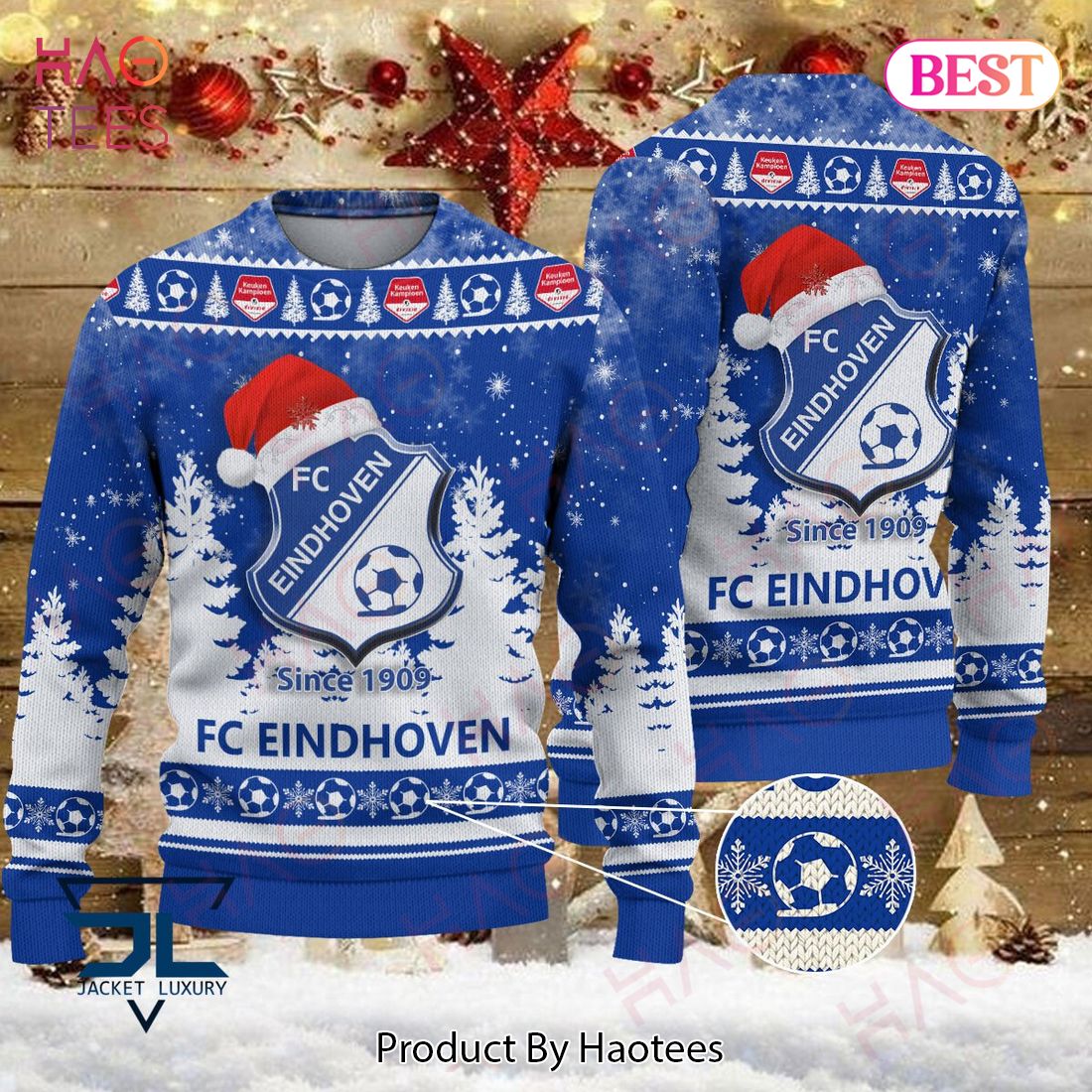 HOT FC Eindhoven White Mix Blue Christmas Luxury Brand Sweater Limited Edition