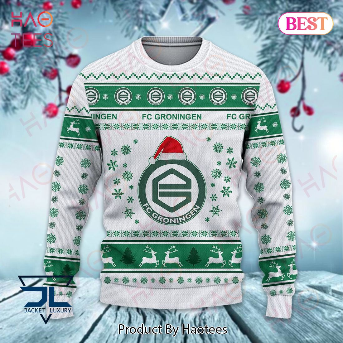 HOT FC Groningen Green Mix White Christmas Luxury Brand Sweater Limited Edition HOT FC Groningen Green Mix White Christmas Luxury Brand Sweater Limited Edition