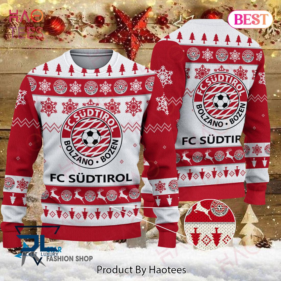 HOT FC Sudtirol Red Mix White Christmas Luxury Brand Sweater Limited Edition