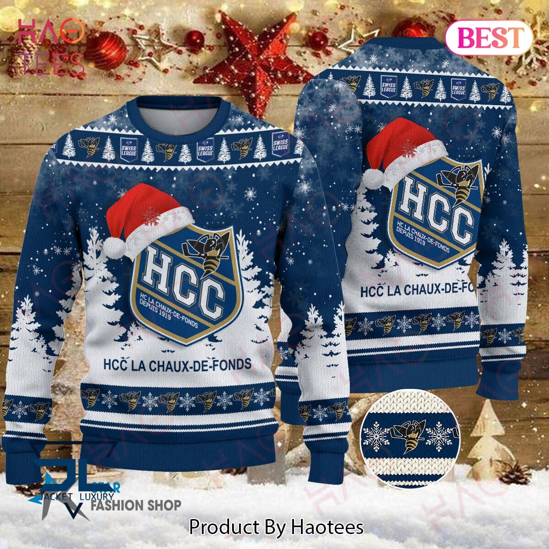 HOT HC La Chaux-De-Fonds Blue Mix White Luxury Brand Sweater Limited Edition