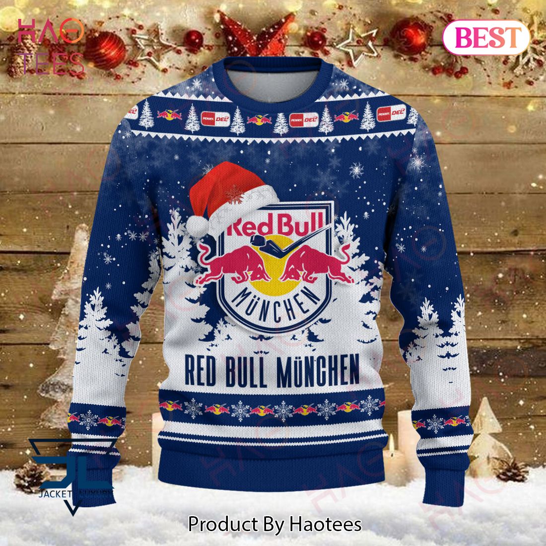 HOT Red Bull Munchen Blue Mix White Christmas Luxury Brand Sweater Limited Edition
