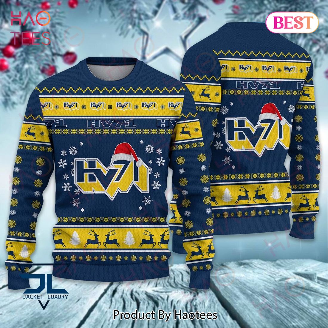 HV71 Blue Mix Gold Christmas Luxury Brand Sweater Limited Edition