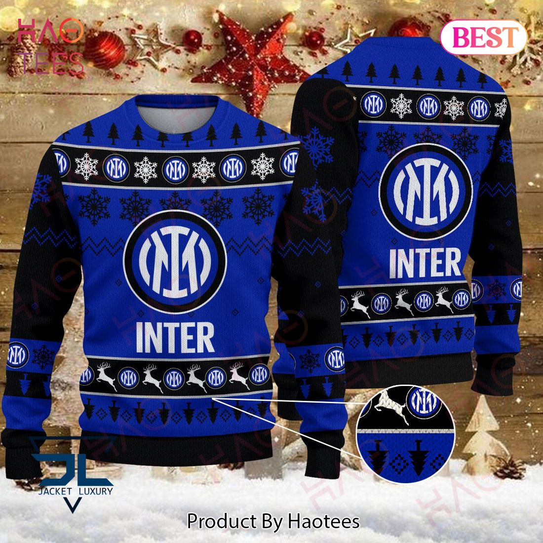 Inter Black Mix Blue Luxury Brand Sweater Limited Edition