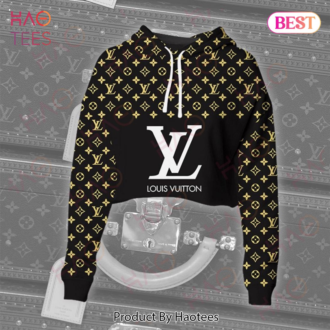 Louis Vuitton Black Mix White Crop Hoodie And Legging Limited Edition