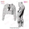 Louis Vuitton Brown White Black Crop Hoodie And Legging Limited Edition