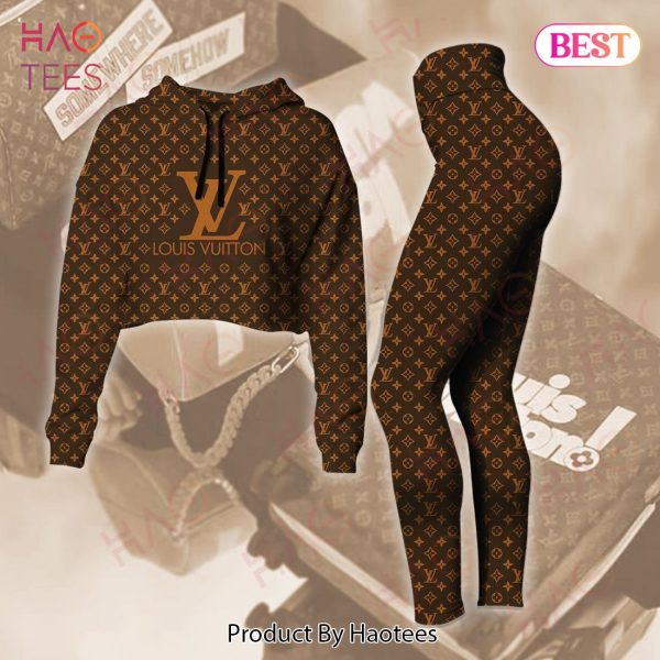 Louis Vuitton Dark Brown Crop Hoodie And Legging Limited Edition