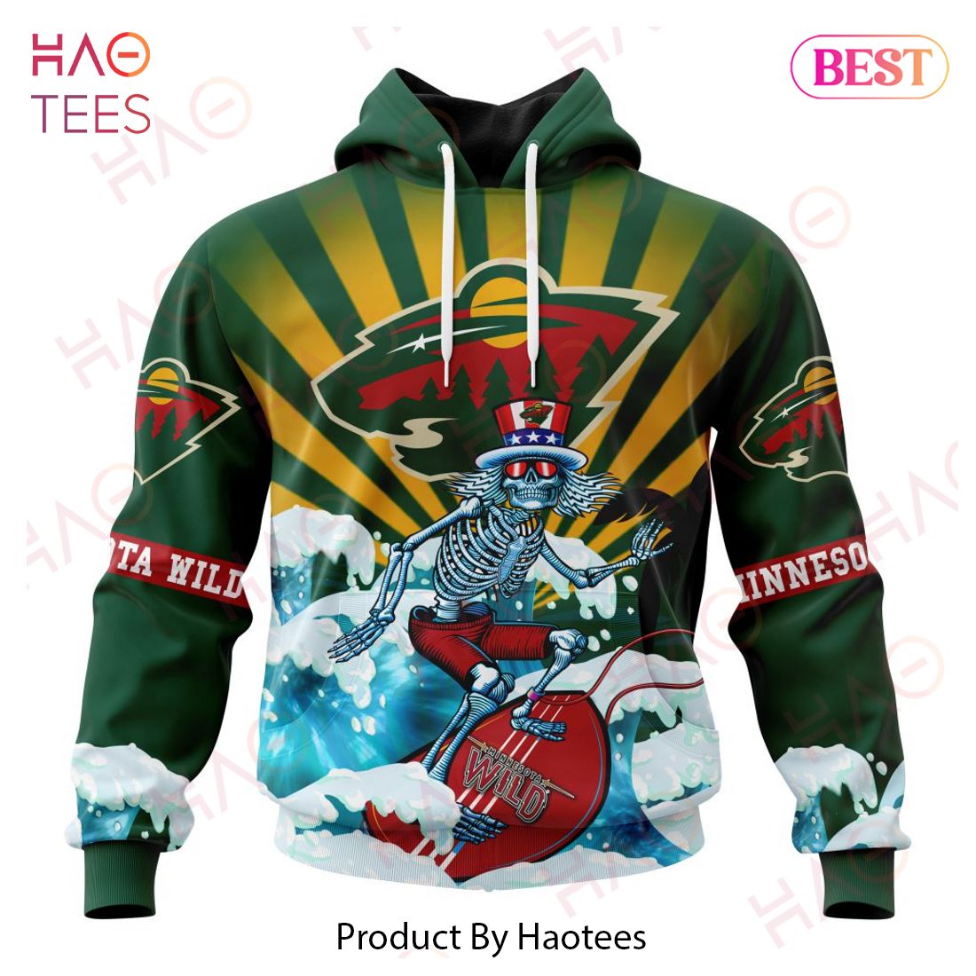 NHL Minnesota Wild Specialized Kits For The Grateful Dead Hoodie