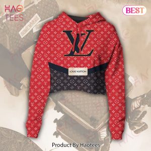 Louis Vuitton Red Mix Violet Crop Hoodie And Legging Limited Edition