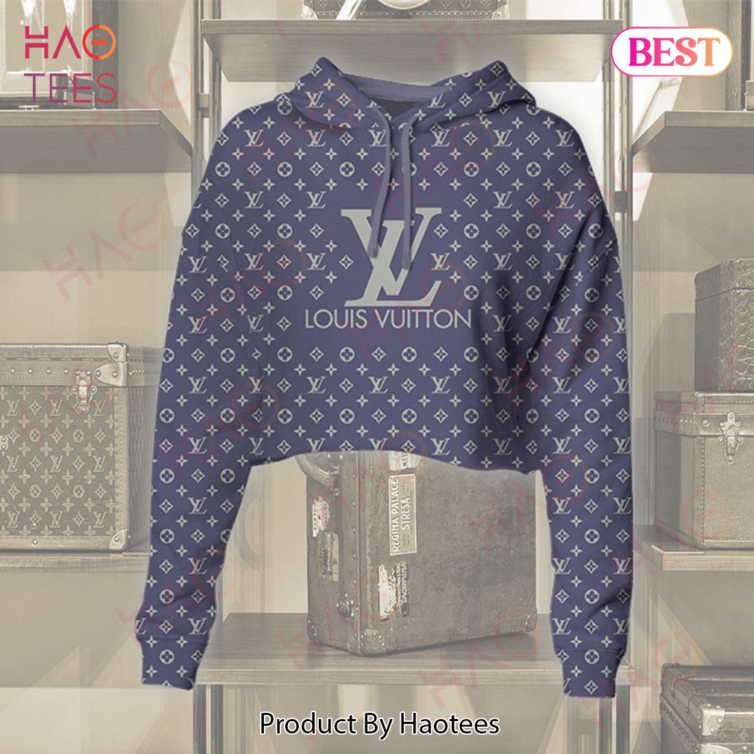 Louis Vuitton Violet Color Crop Hoodie And Legging Limited Edition