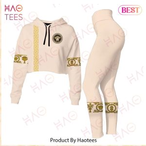 Versace Beige Mix Color Crop Hoodie And Legging Limited Edition
