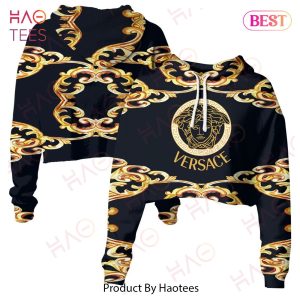 Versace Black Mix Gold Crop Hoodie vs Legging Limited Edition