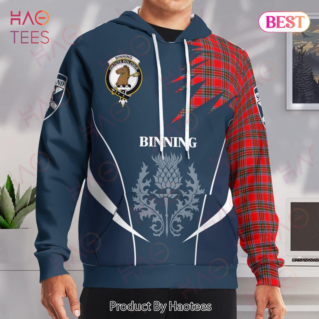 Binning Of Wallifoord Clan Badge Rampant Lion Hoodie Binning Of Wallifoord Clan Badge Rampant Lion Hoodie