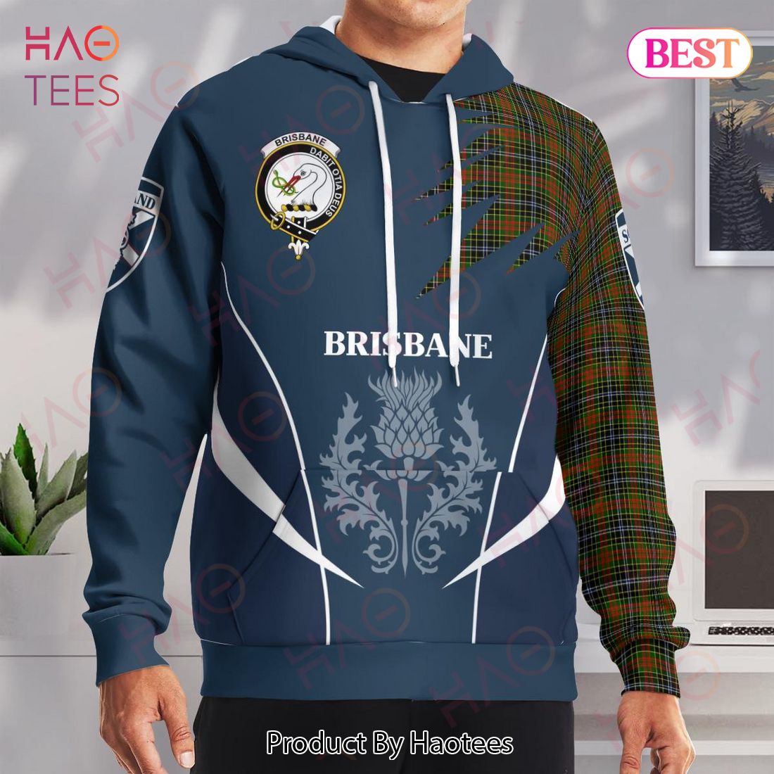 Brisbane Clan Badge Rampant Lion Hoodie Brisbane Clan Badge Rampant Lion Hoodie