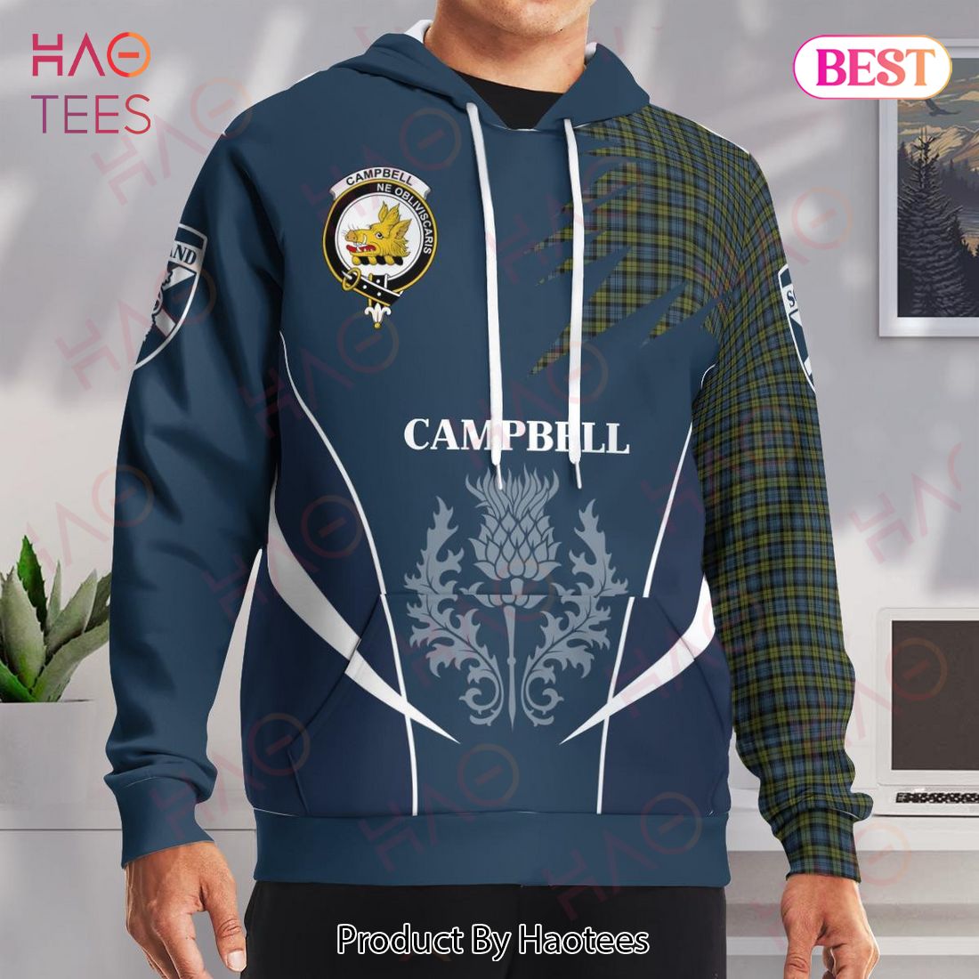 Campbell Clan Badge Rampant Lion Hoodie