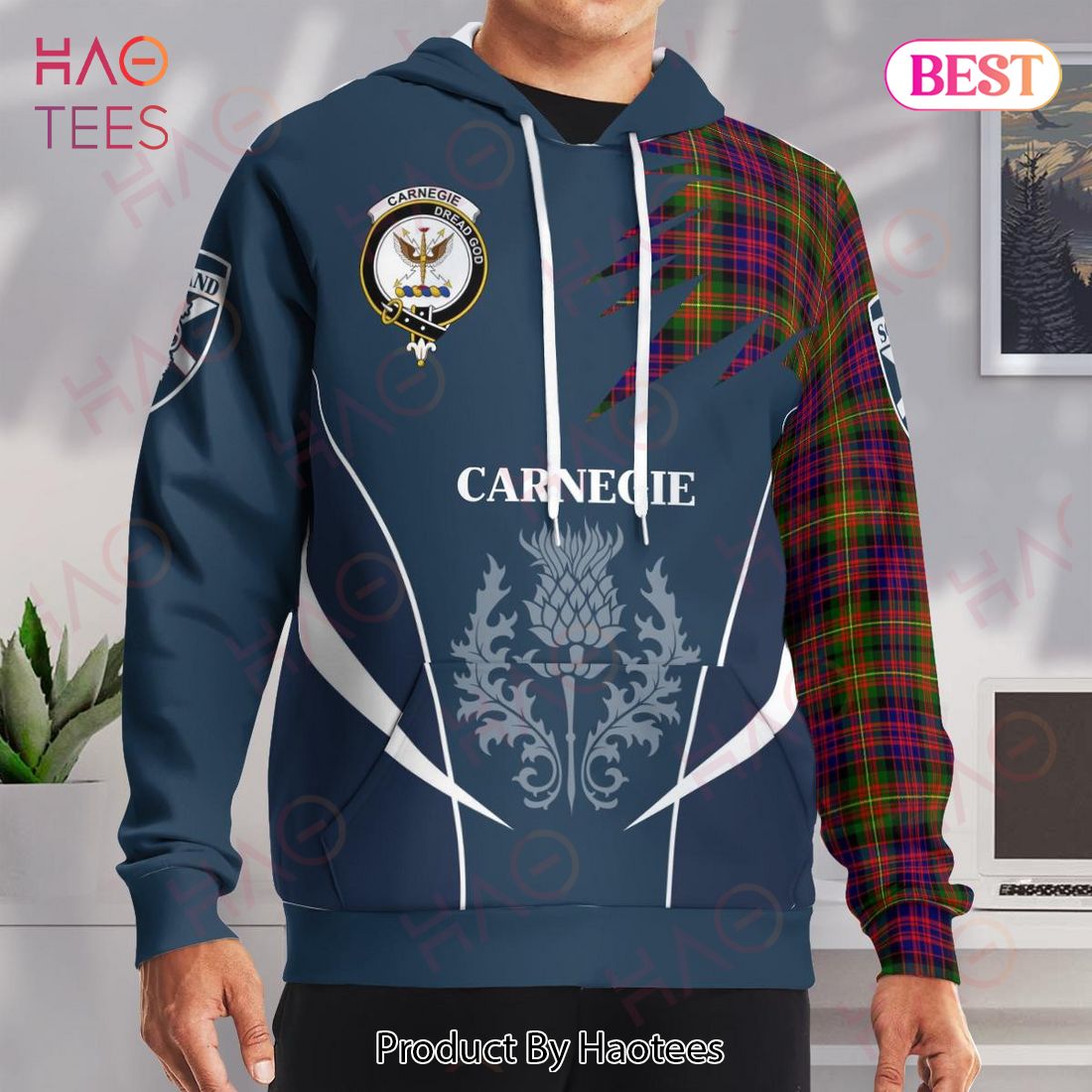 Carnegie Clan Badge Rampant Lion Hoodie