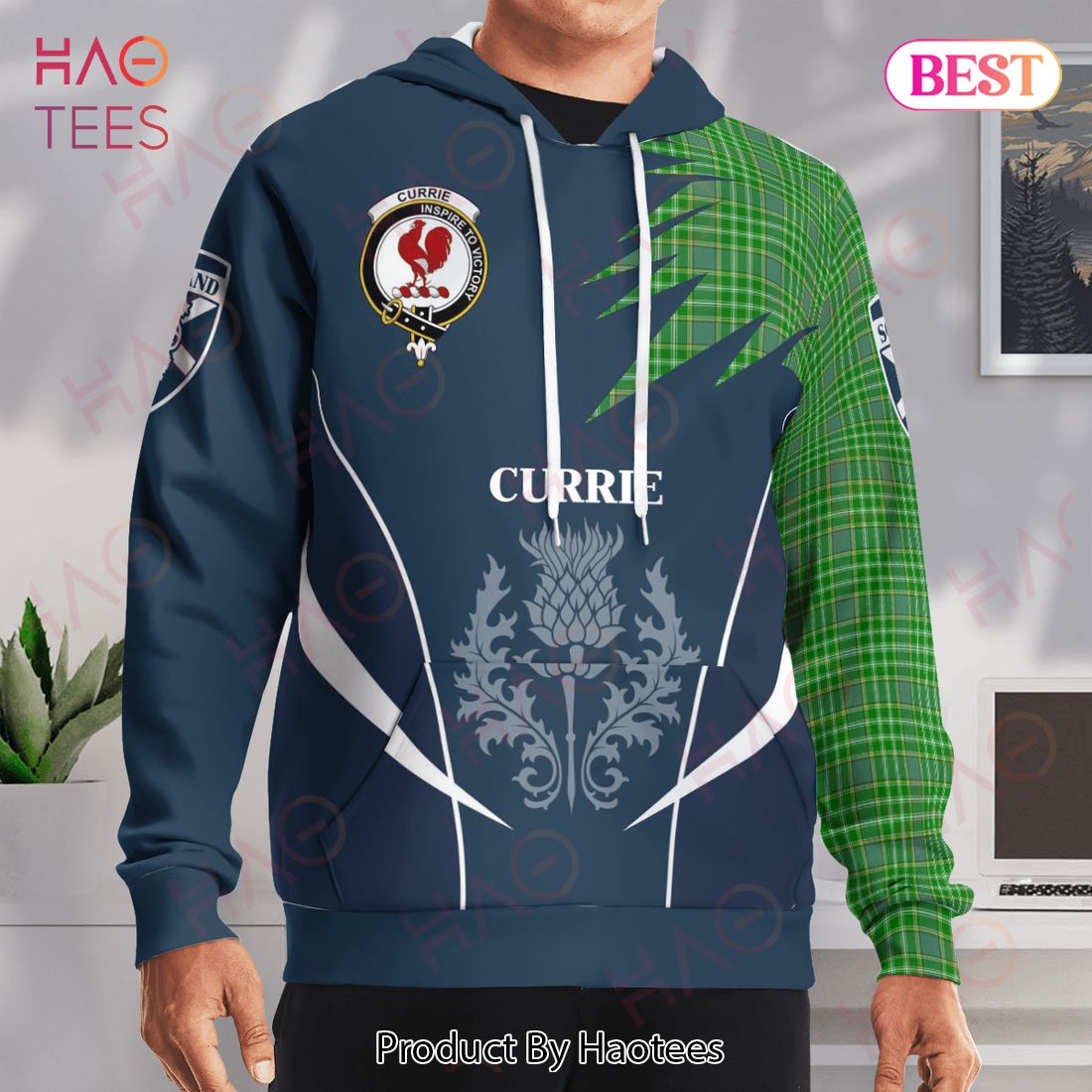 Currie Or Curry Clan Badge Rampant Lion Hoodie