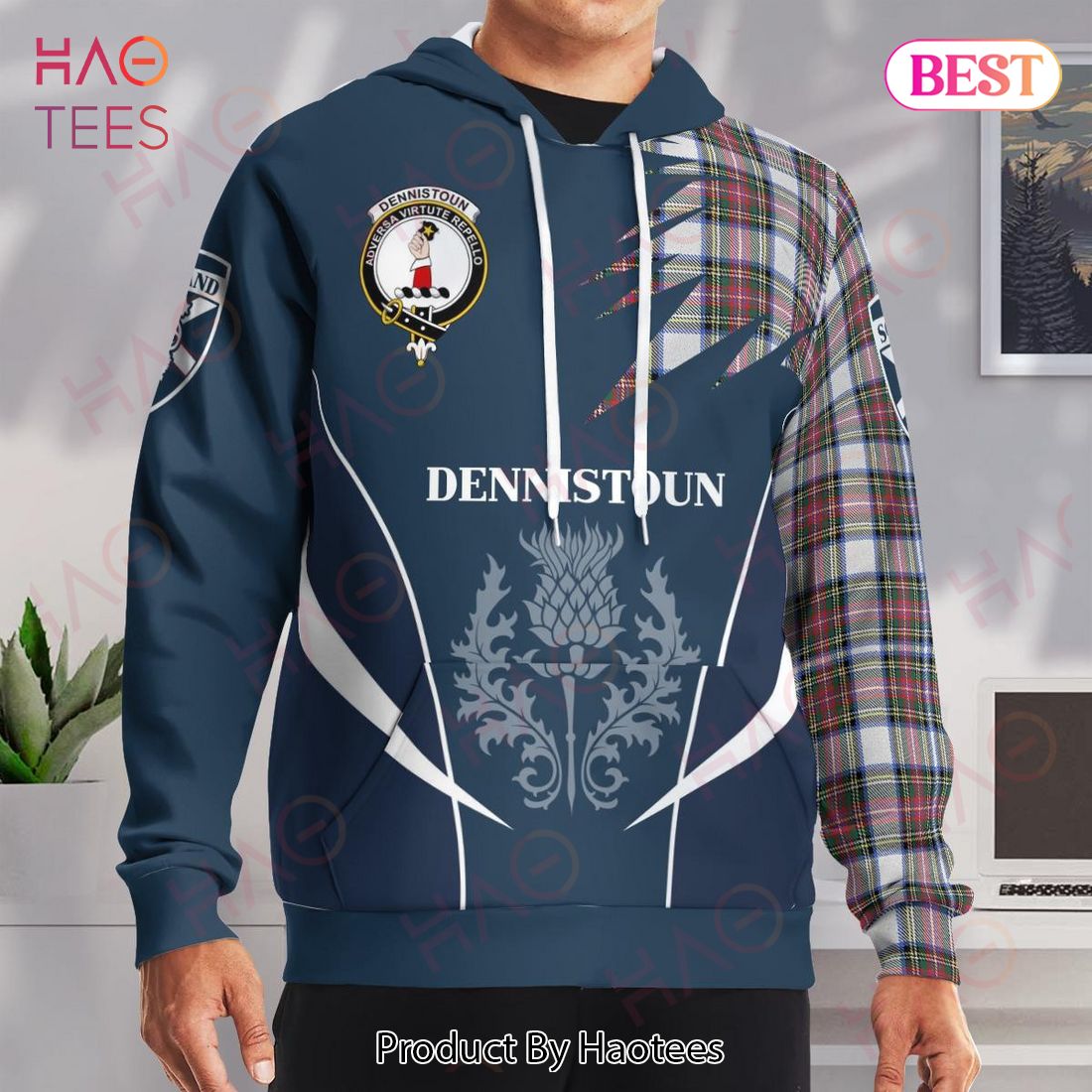 Dennistoun Clan Badge Rampant Lion Hoodie Dennistoun Clan Badge Rampant Lion Hoodie