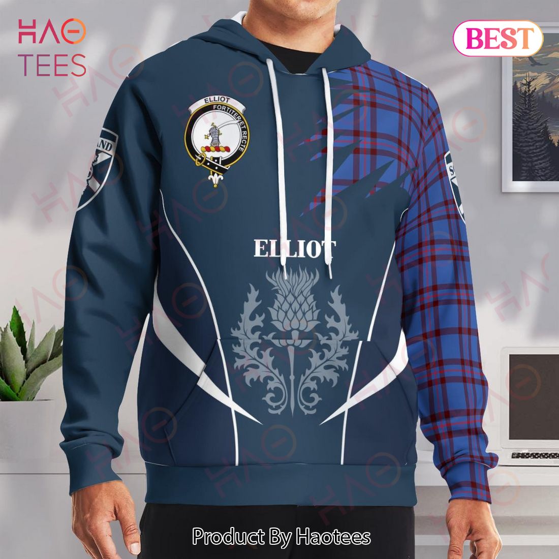 Elliot Clan Badge Rampant Lion Hoodie Elliot Clan Badge Rampant Lion Hoodie