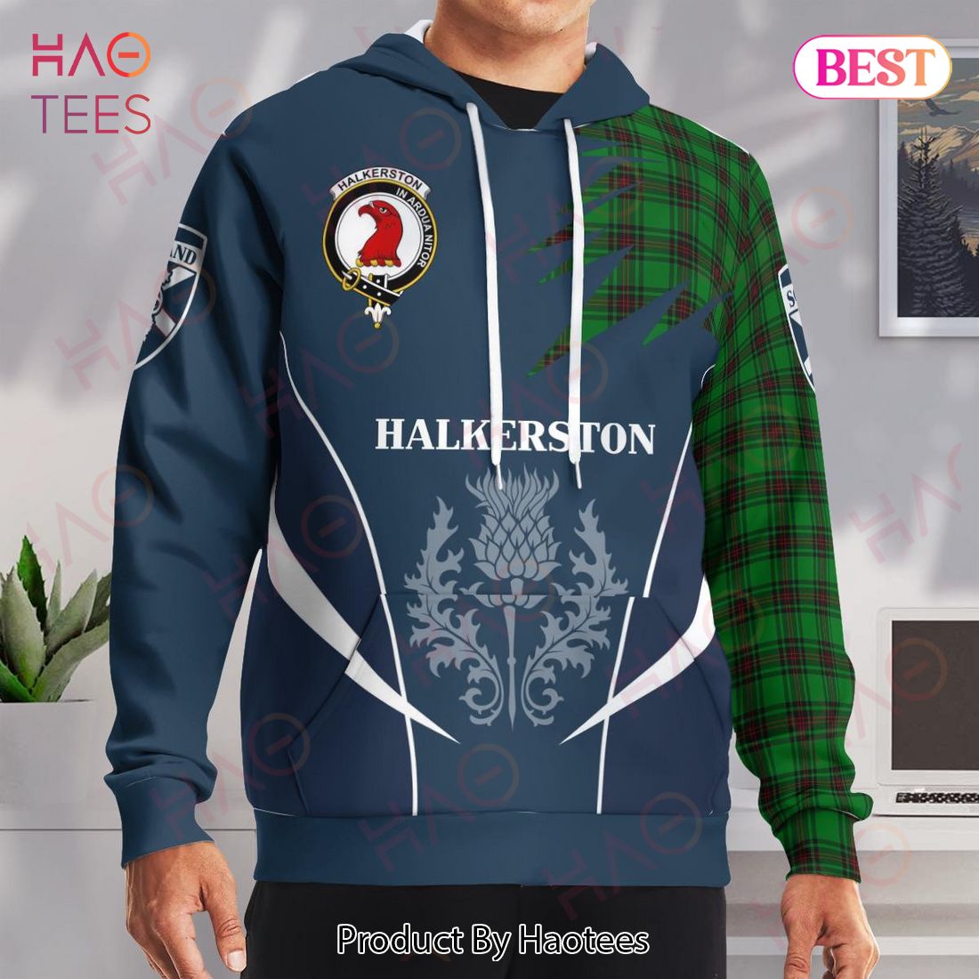 Halkerston Clan Badge Rampant Lion Hoodie Halkerston Clan Badge Rampant Lion Hoodie