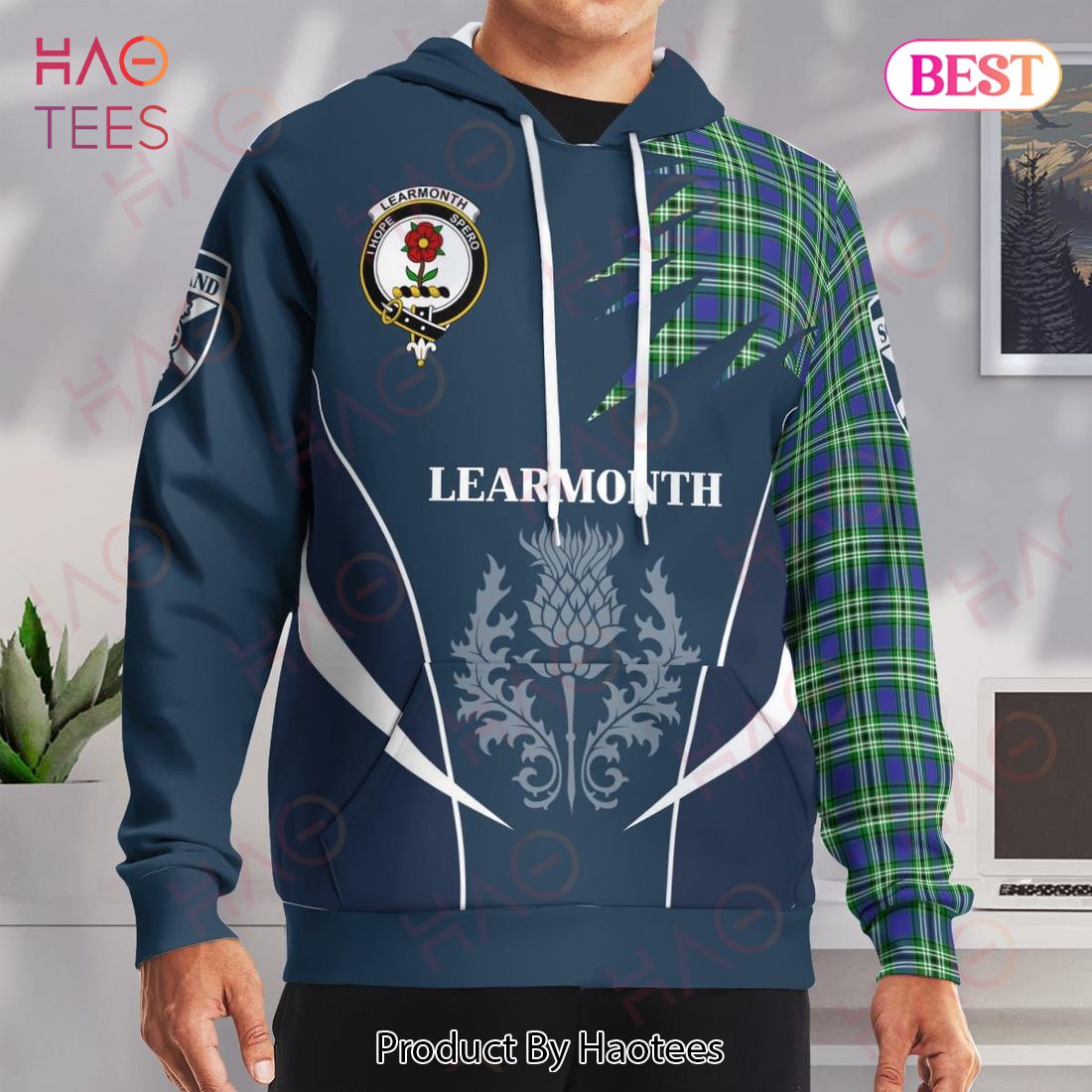 Learmonth Clan Badge Rampant Lion Hoodie Learmonth Clan Badge Rampant Lion Hoodie