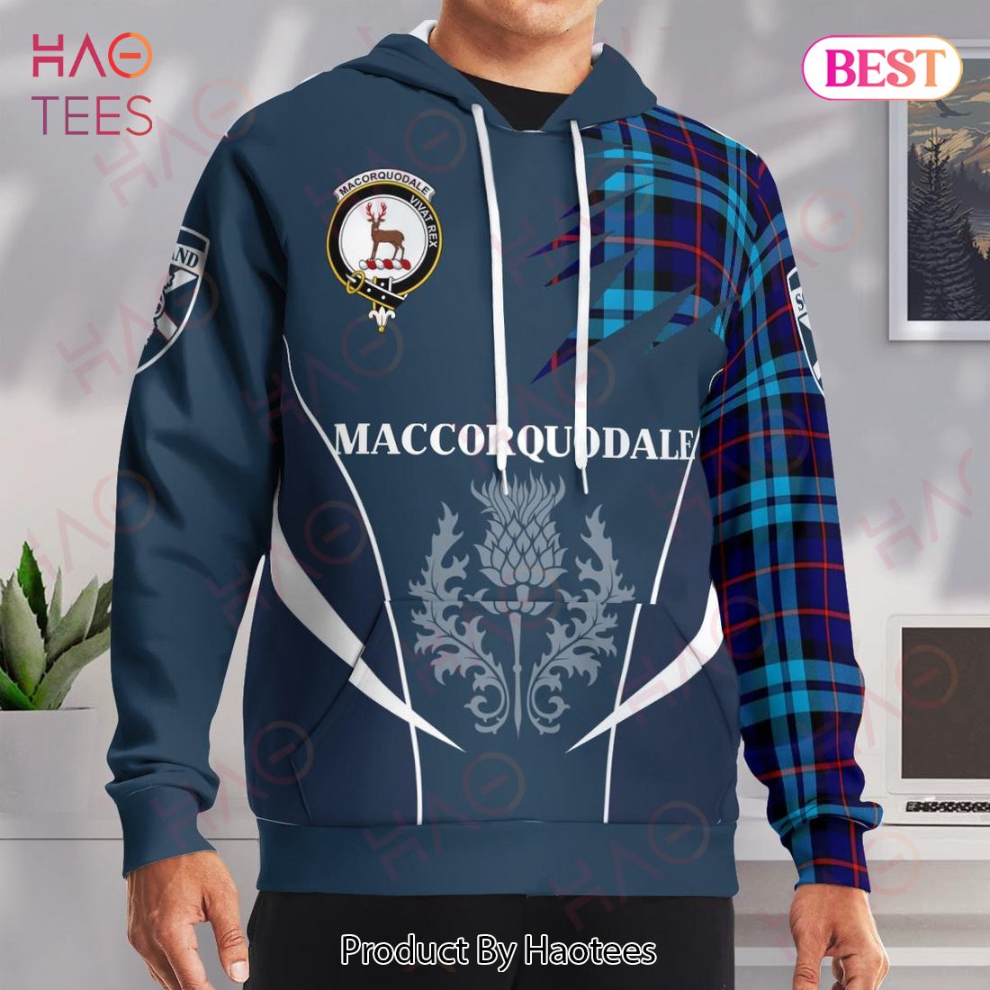 Maccorquodale Clan Badge Rampant Lion Hoodie Maccorquodale Clan Badge Rampant Lion Hoodie