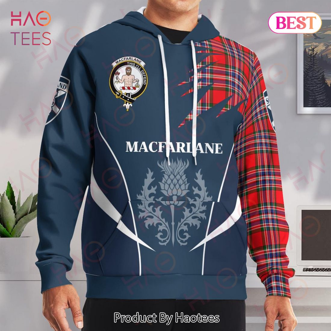Macfarlane Clan Badge Rampant Lion Hoodie Macfarlane Clan Badge Rampant Lion Hoodie