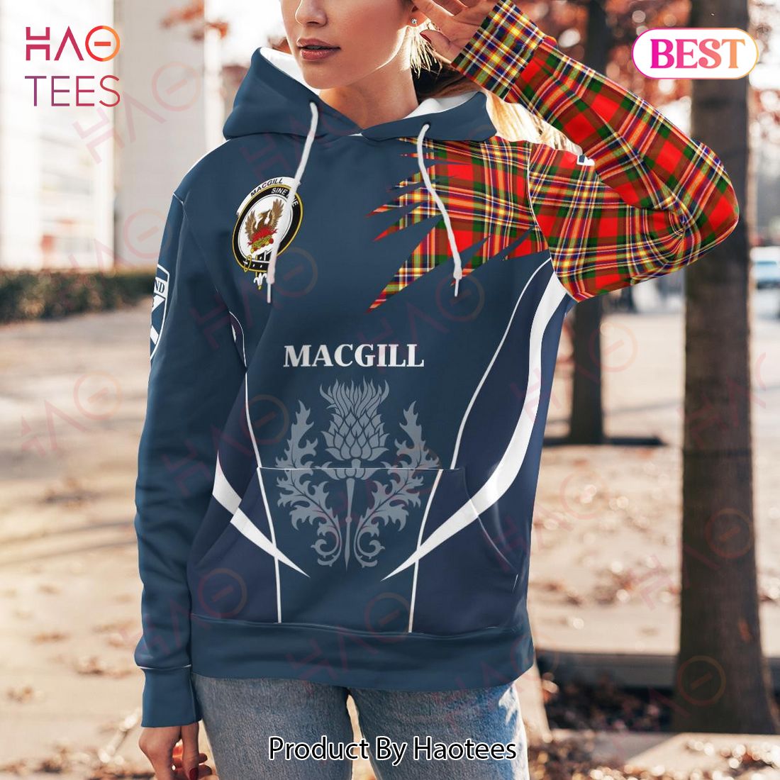 Macgill Makgill Clan Badge Rampant Lion Hoodie