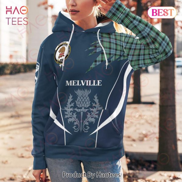 Melville Clan Badge Rampant Lion Hoodie