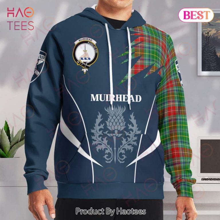 Fairlie Modern Tartan Hoodie - Lion Rampant And Celtic Thistle Style