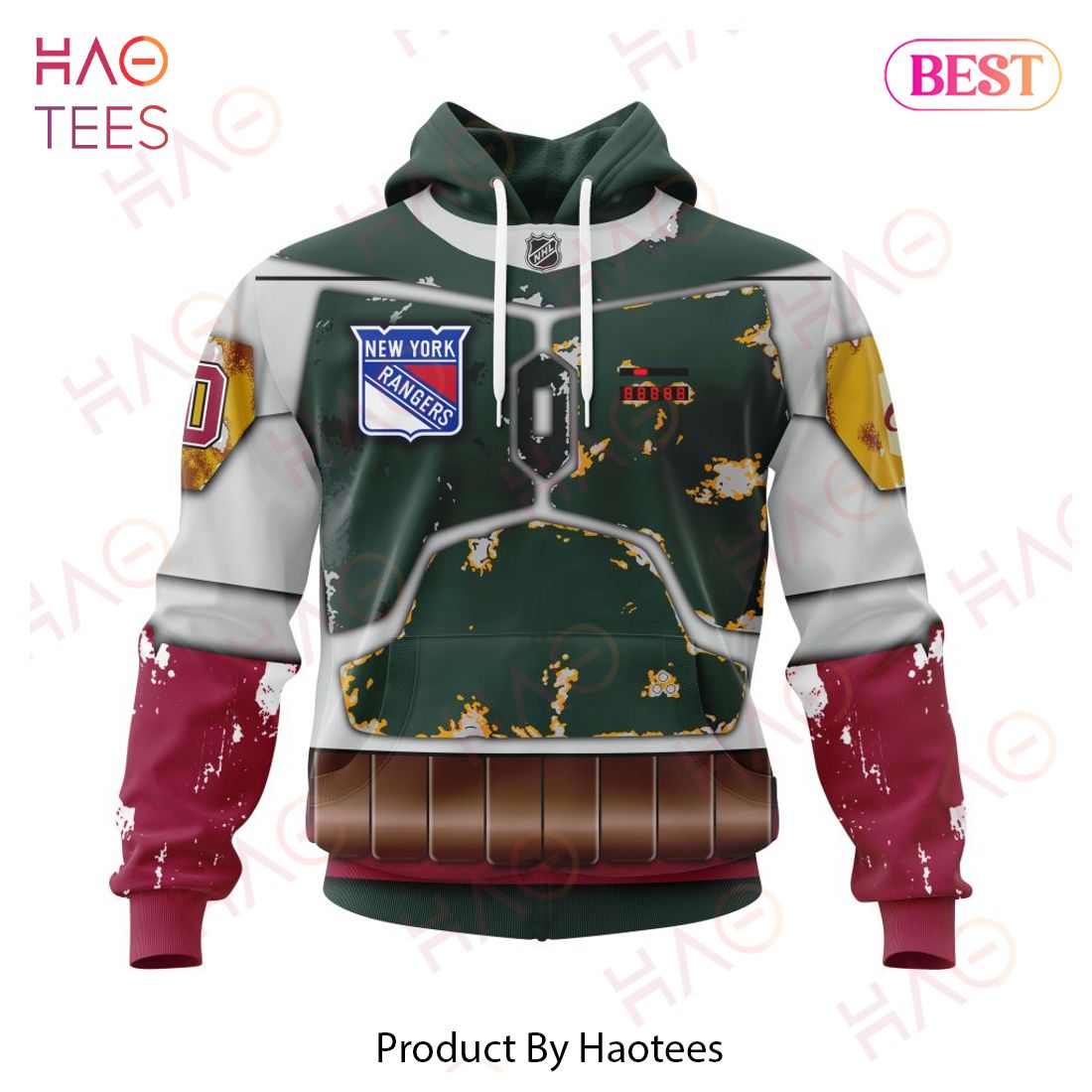 NHL New York Rangers X Boba Fett’s Armor Specialized Design For Star Wars Fourth Of July Hoodie
