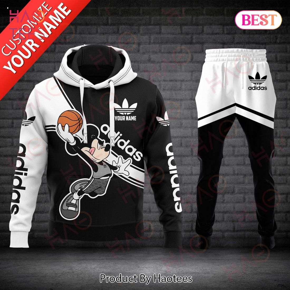 Adidas Black Mickey Mouse Hoodie And Pants Limited Edition