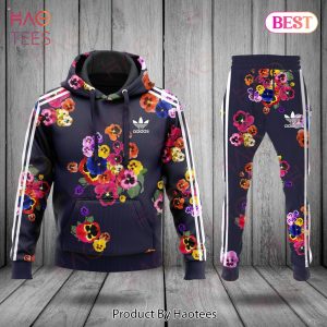 Adidas Black Mix Flower Hoodie And Pants POD Design