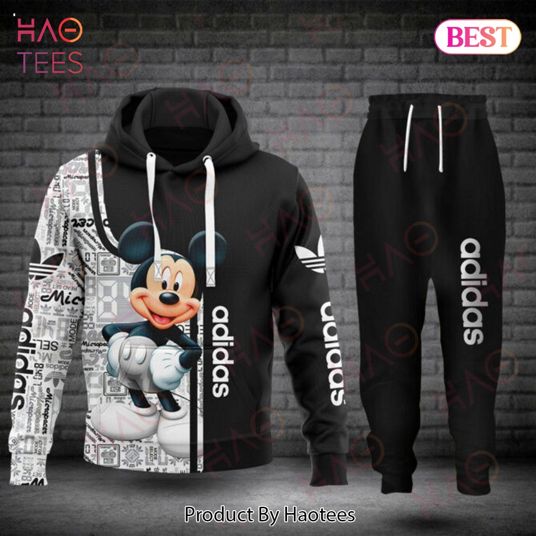 Adidas Black Mix White Mickey Hoodie And Pants Limited Edition Luxury Store