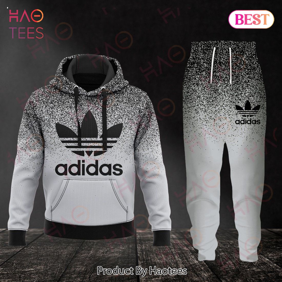 Adidas Grey Mix Black Luxury Brand Hoodie And Pants Limited Edition