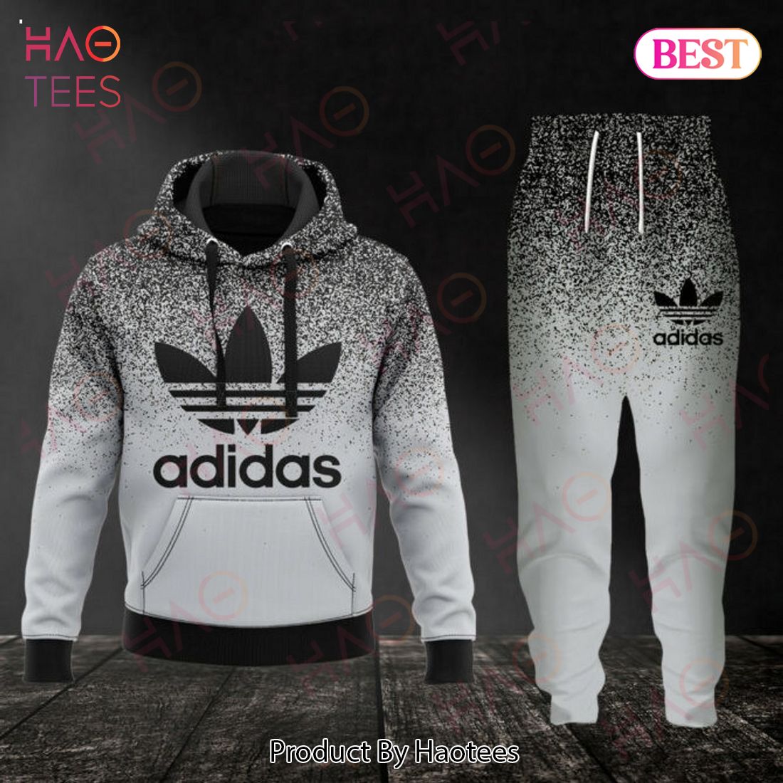 Adidas Grey Mix Black Luxury Brand Hoodie And Pants Limited Edition Luxury Store