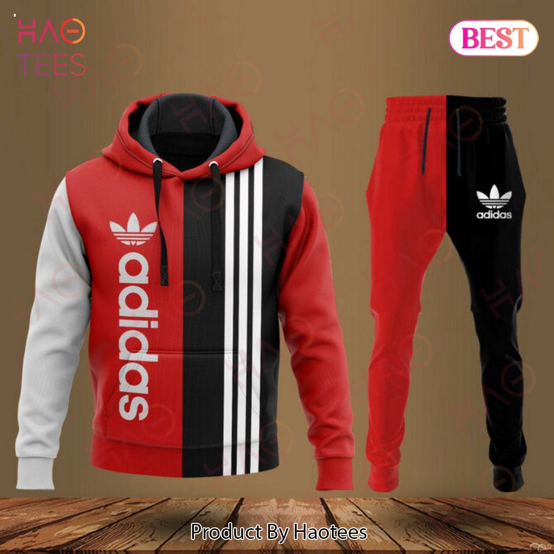 Adidas Red Mix Black Luxury Brand Hoodie And Pants Limited Edition Luxury Store