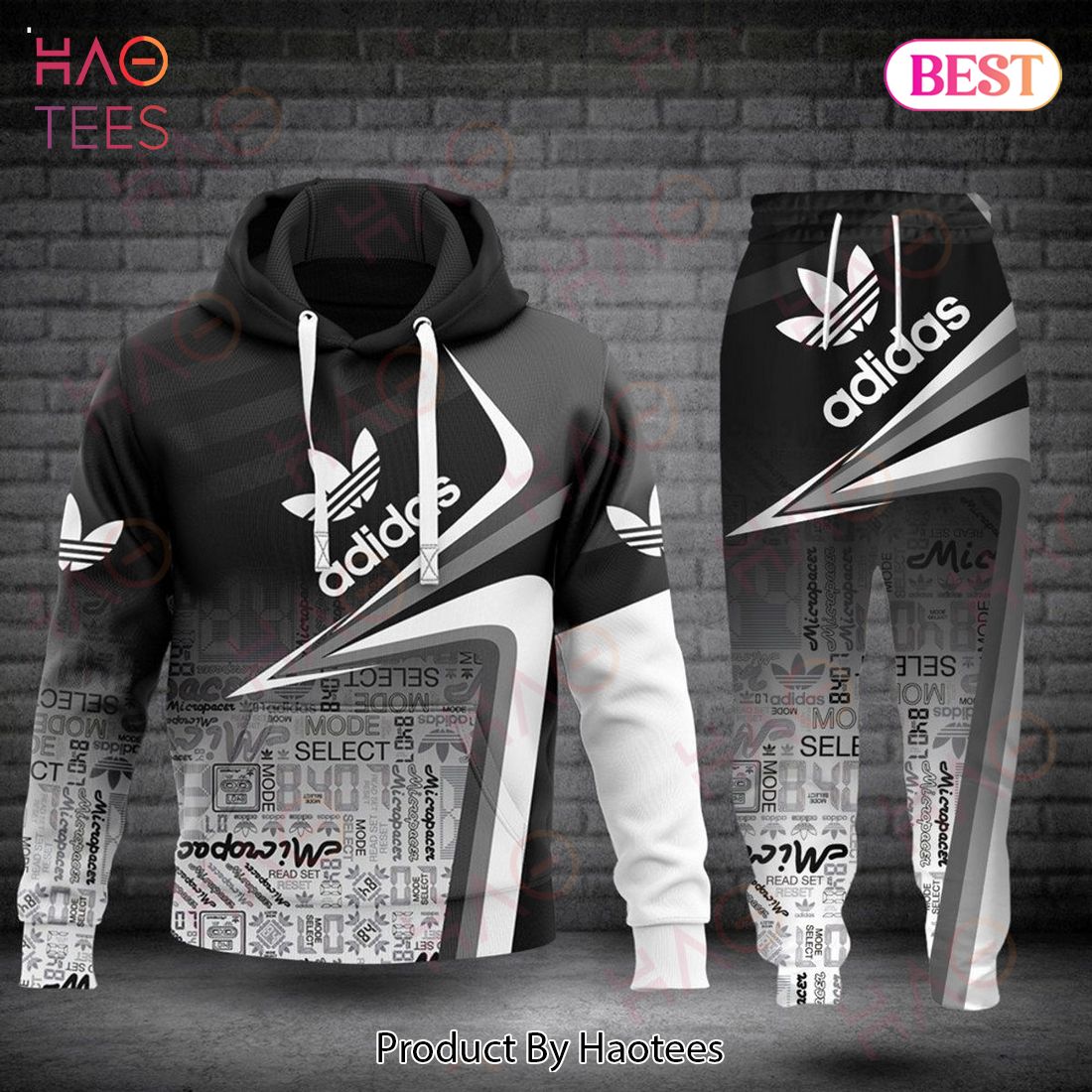 BEST Adidas Black Ombre Color Luxury Brand Hoodie And Pants Limited Edition