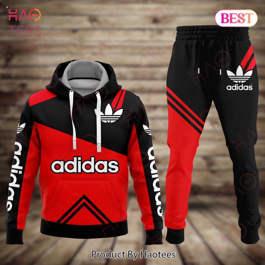 BEST Adidas Red Mix Black Luxury Brand Hoodie And Pants Limited Edition