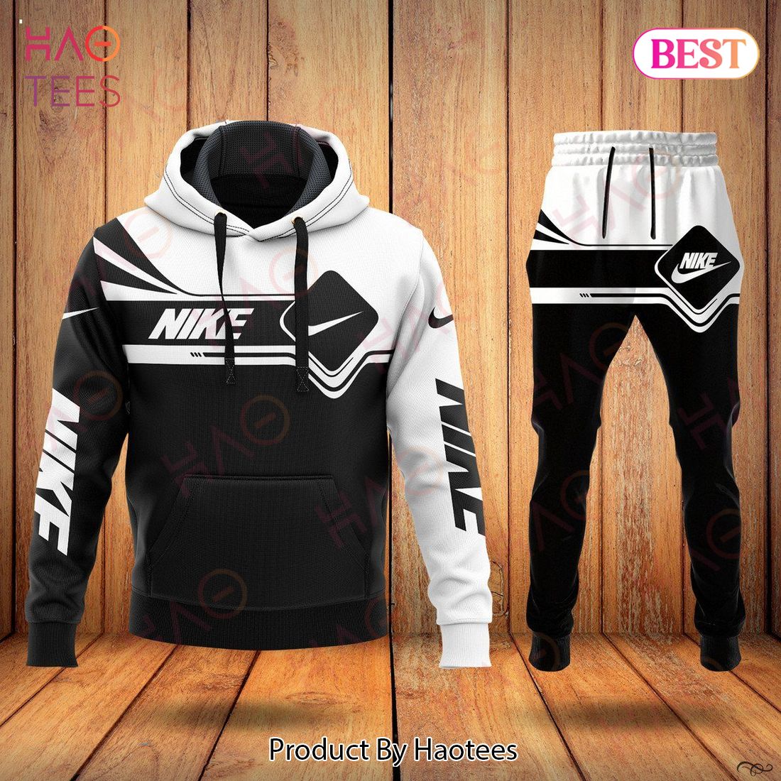 BEST Nike Black Mix White Luxury Brand Hoodie And Pants Limited Edition