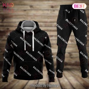 Gucci Black Mix Printing Balenciaga Luxury Brand Hoodie And Pants POD Design
