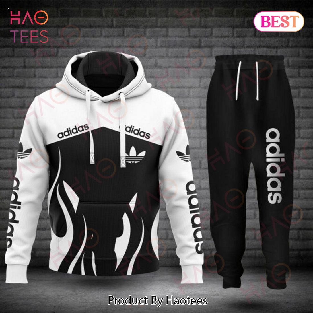 HOT Adidas White Mix Black Luxury Brand Hoodie And Pants Limited Edition Luxury Store