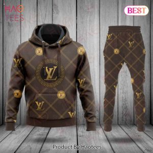 HOT Louis Vuitton Brown Saquare Pattern Luxury Brand Hoodie And Pants Limited Edition