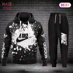 HOT Nike Black Mix White Luxury Brand Hoodie And Pants Limited Edition