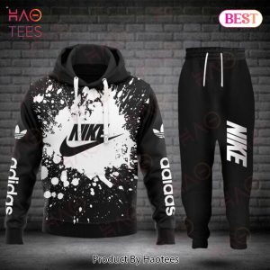 HOT Nike Black Mix White Luxury Brand Hoodie And Pants Limited Edition
